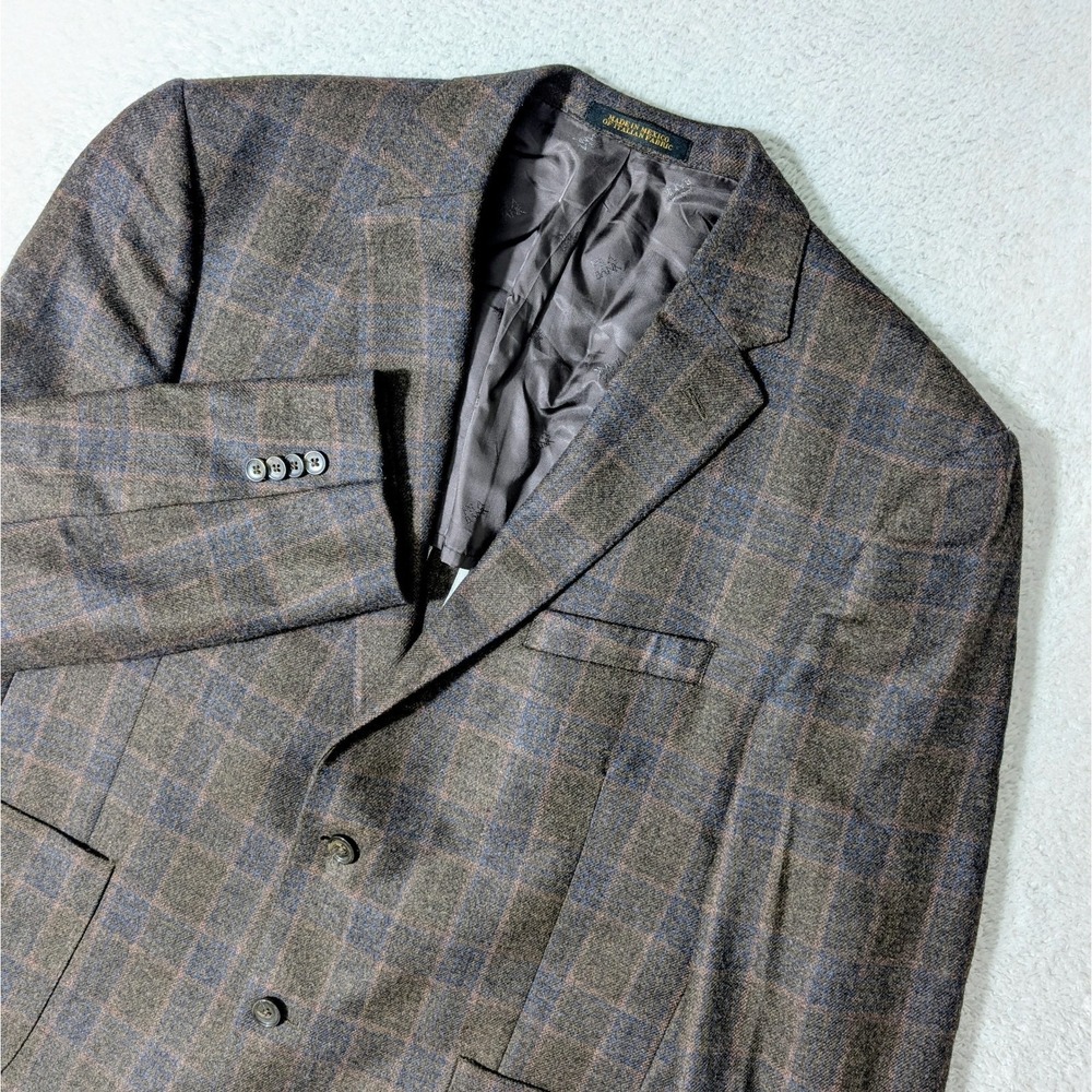Jos. A Bank Reserve Men's Cashmere Merino Wool E. Thomas Brown Plaid Blazer 44R